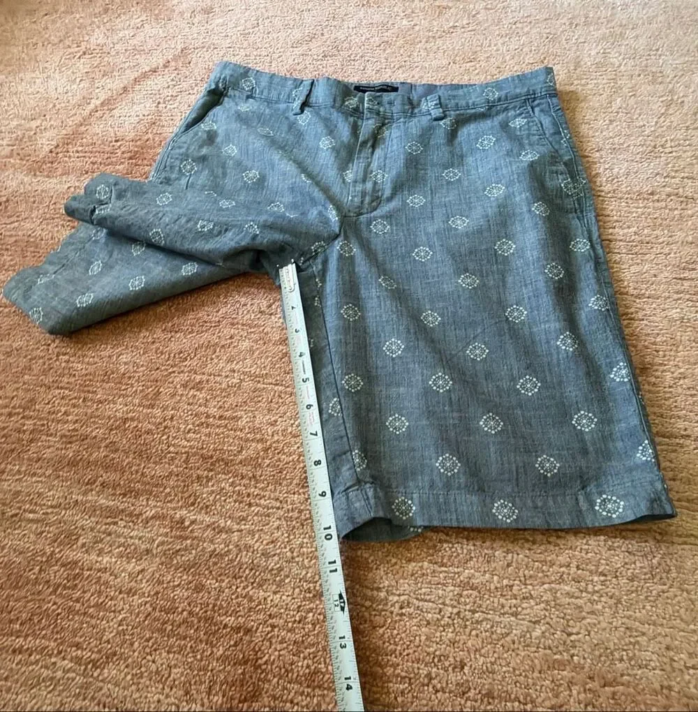 Banana Republic Men’s Gray Chambray Geometric Print Chino Shorts Size 31